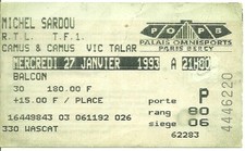 RARE / TICKET BILLET DE CONCERT - MICHEL SARDOU LIVE A PARIS BERCY 1993