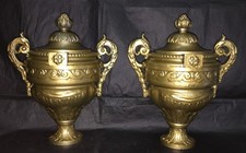 Superbe paire cassolettes en régule redoré Napoléon III