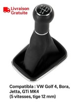 Pommeau levier vitesse 5 vitesses + soufflet cuir VW Golf 4 Bora Jetta GTi MK4