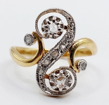 Bague toi et moi antique or 18k diamant taille roses (circa 1900)