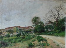 Tableau de Henri DUTZSCHOLD (1841-1891) : Chennevières sur marne (Rue du pont)