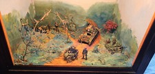 Diorama militaire vintage - Guerre  WWII  soldats tank mitrailleuse side-car