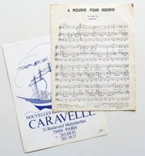 Partition vintage sheet music BARBARA : A Mourir Pour Mourir * 60's Rare