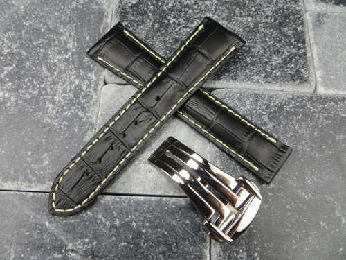 18mm bracelet cuir noir montre - noir,