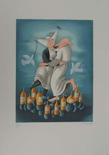 Raymond PEYNET :  Le prêtre et la religieuse, Lithographie originale signée
