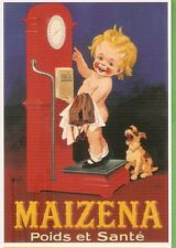 AUZOLLE carte postale MAIZENA  poids et santé-DESSIN: Bébé  pèse  balance+chien