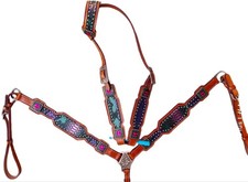 Ensemble d'attache de cheval col de poitrine Western Selle One Ear...