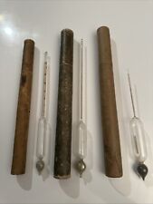 LOT 3 ALCOOMÈTRE BILLE MERCURE BOÎTE TUBE OBJET MESURE DEGRÉ VIN ANCIEN SCIENCE