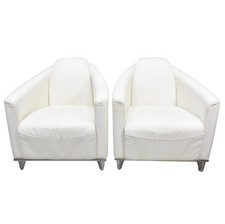 Fauteuils club en cuir blanc