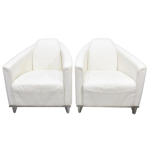 Fauteuils club cuir blanc - fauteuils, en