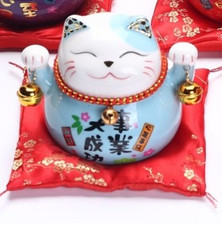 Tirelire Maneki Neko bleu 12
