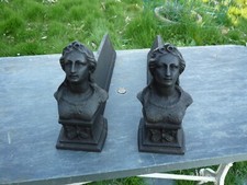 Jolie paire de petits chenets de cheminée fonte RÉPUBLIQUE buste de Marianne 