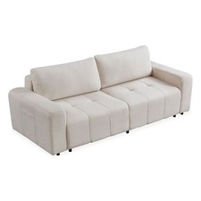 Canapé Convertible 3 Places Bouclette "Amos" 239cm Crème