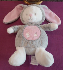 B3G / doudou peluche ours blanc gris déguisé lapin rose capuche MOTS D'ENFANTS