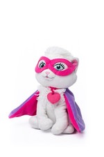 Peluche doudou chat blanc cape