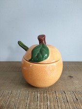 Ancien Confiturier Orange/Clementine En Barbotine - Kitsch - Vintage 