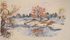 Pierre-Auguste RENOIR : Paysage d'hiver, Lithographie signée