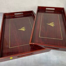 Lot 2 plateaux vintage LANCEL décor bateau voilier en bois laqué