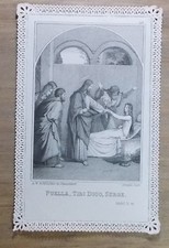 ANCIENNE CARTE RELIGIEUSE CANIVET DENTELLE