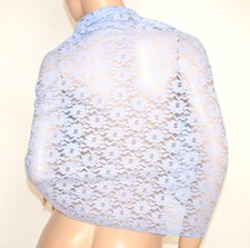 Étole femme fleurs bleu clair châle dentelle broderie maxi foulard écharpe UE39