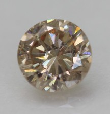 0,42 Ct Diamant Naturel Amélioré Jaune Marron VVS2 Rond Brillant 4,69mm VIDÉO