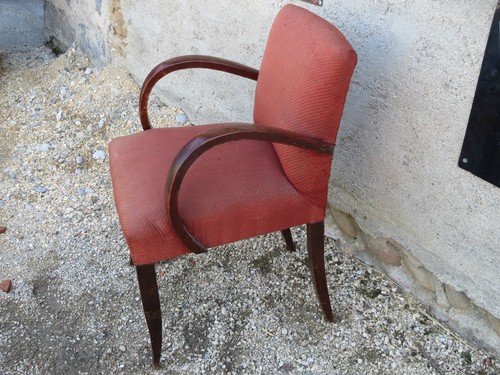 Ancien fauteuil tissu rouge