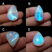 Top A bleu feu arc-en-ciel pierre de lune cabochon en forme de poire pierre p...