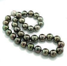 Collier de Perles Tahitienne 12-13,8 MM AAA Spitzen-Lüster 585 Or Diamants