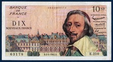 Billet 10 NF Nouveaux Francs (Richelieu) 5-4-1962. France
