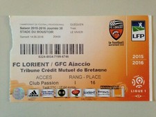 TICKET MATCH FC LORIENT - GFC AJACCIO 14 MAI 2016 - CHAMPIONNAT DE FRANCE