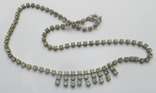 Ancien collier couleur argent rivière de cristaux diamant bijou vintage 5553