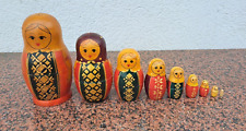 9 ANCIENNES POUPEES RUSSE EN BOIS EMBOITABLES MATRIOCHKAS PEINTE A LA MAIN
