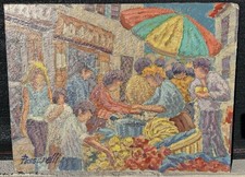 Ancien Tableau Huile Marché Provence Ecole Provençale Signé Mario Passarelli
