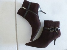 ELEGANTES BOTTINES TALON AIGUILLE MINELLI  CUIR DAIM CHOCOLAT T.39 SUPER ETAT