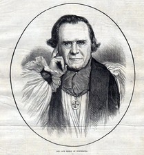 1873 The le Dernier Bishop Of Winchester. Royaume-Uni Évêque Portrait Ancien