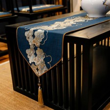 33x100 Chinois Chemin de Table Nappe Brodé Nuage Gland Fête Vintage