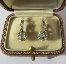 Boucles d’oreilles dormeuses Diamants - Or 18 carats et Platine 3,4g France 1900