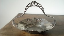  Corbeille Gallia Christofle 1900 Art Nouveau ancienne à anse en métal argenté. 