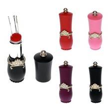 Coussin à épingles rétractable en forme de rouge à lèvres avec 5 aiguilles