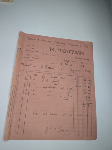 Facture tissus confection - facture,