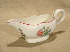 Saucière faïence Lunéville KG modèle réverbère décor floral