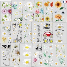 Qpout 110 pièces Fleur tatouage temporaire pour femmes filles enfants, faux 