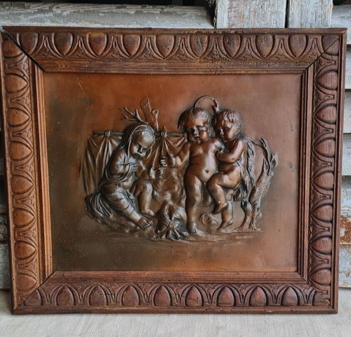Ancien bas relief - relief, bronze
