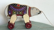 Vieux Jouet En Bois Ours Avec