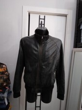 Véritable Cuir Veste D'Occassion Man Taille 44 Blouson D'Aviateur Noir XYC594L