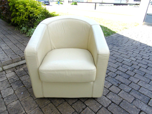 Fauteuil cabriolet cuir blanc - fauteuil,