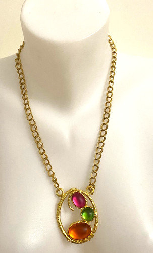 Collier métal doré et - métal,