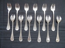 CHRISTOFLE RUBANS CROISES 12 FOURCHETTES A HUITRES L= 14,5cm