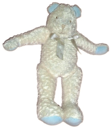 Doudou peluche ours - blanc, bleu