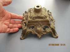 Ancien Pied Bronze d'ancienne Lampe à Pétrole Coupe Vase Faïence Verre Cristal